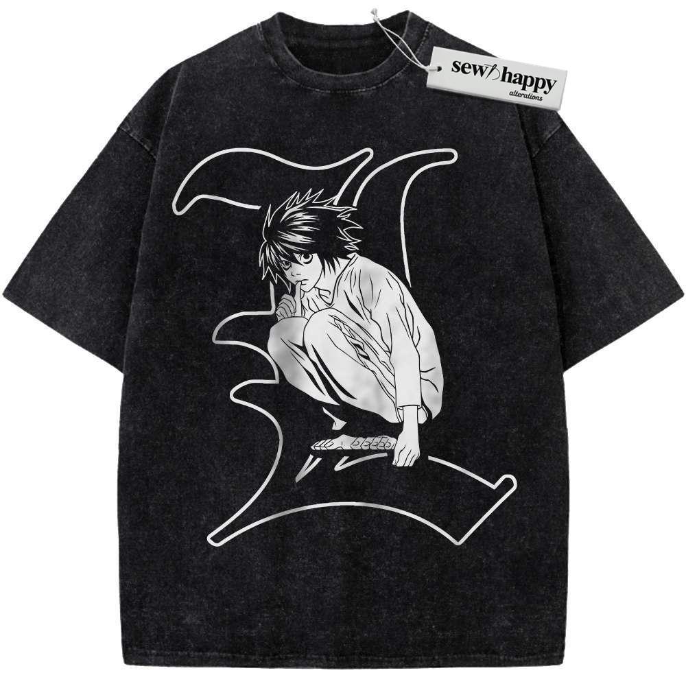 Wash Tee L Shirt, Death Note Shirt, Anime Shirt, Vintage Tee