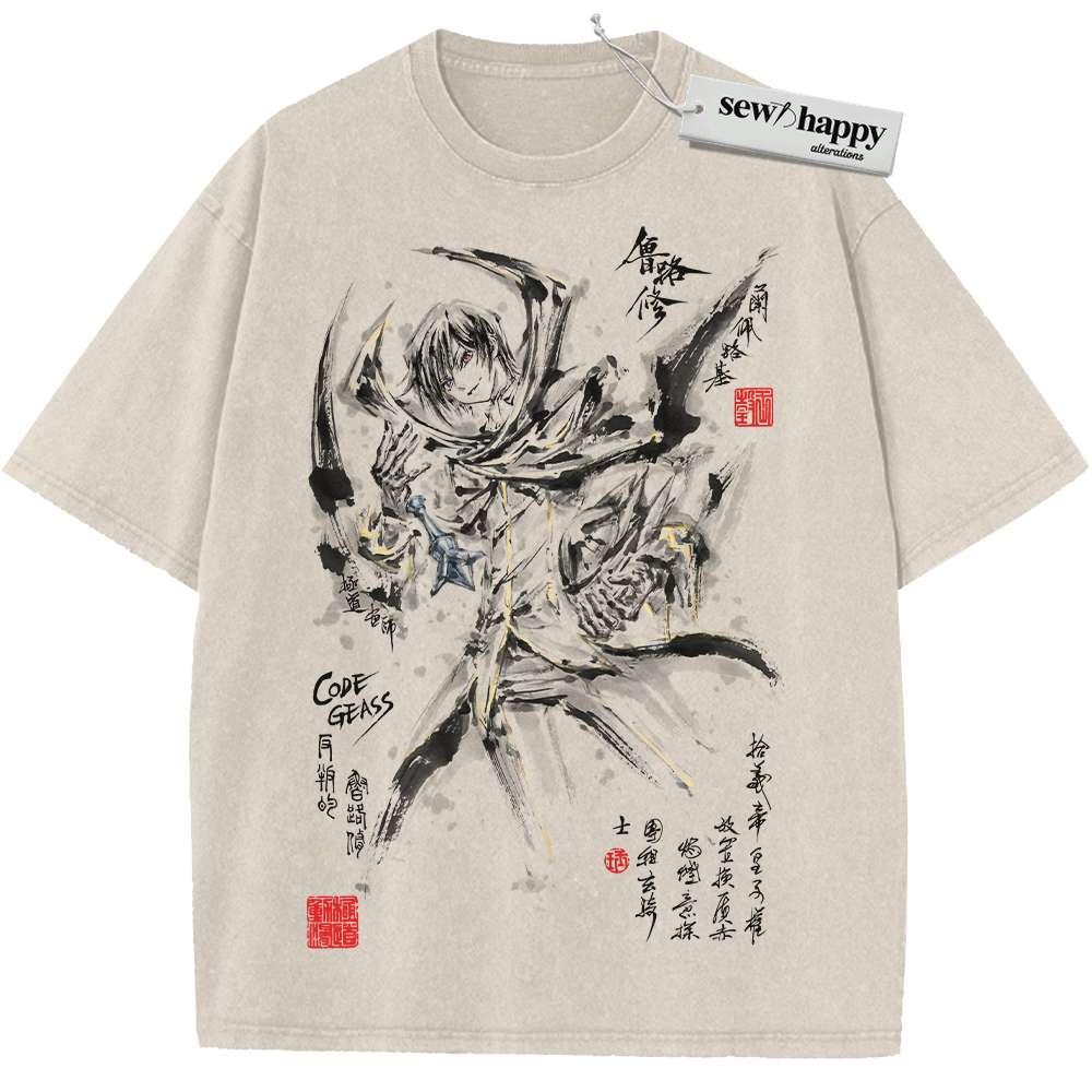 Wash Tee Lelouch Lamperouge Shirt, Code Geass Shirt, Anime Shirt, Vintage T-Shirt