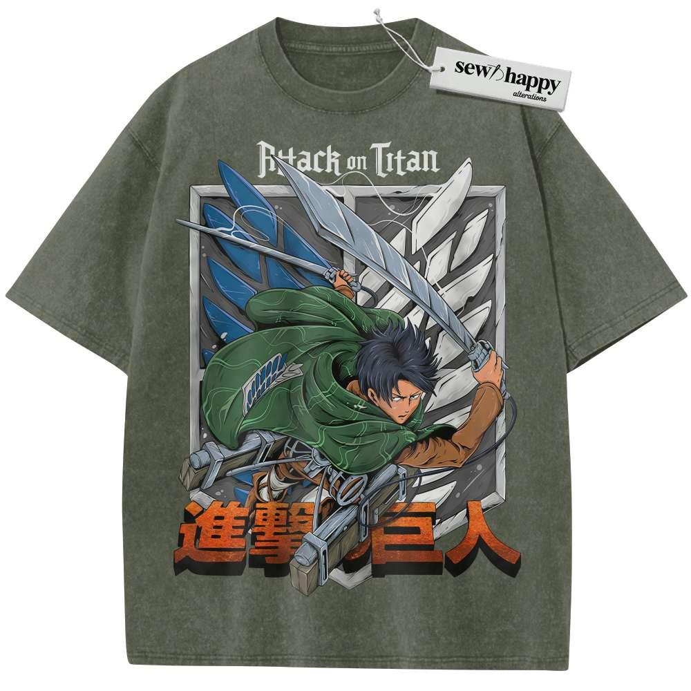 Wash Tee Levi Ackerman Shirt, Attack On Titan Shirt, AOT Shirt, Anime Shirt, Vintage Tee Wash Tee Levi Ackerman Shirt, Attack On Titan Shirt, AOT Shirt, Anime Shirt, Vintage Tee - Image 1