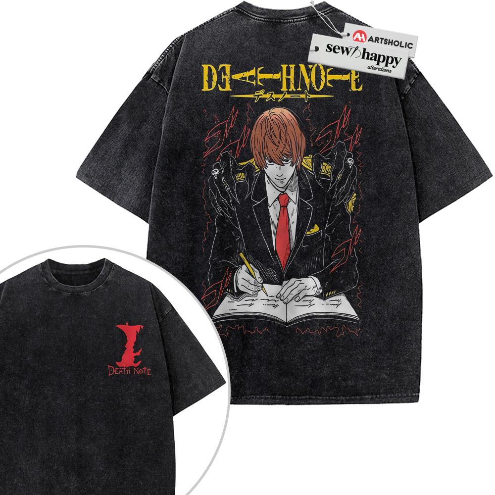 Wash Tee Light Yagami Shirt, Death Note Shirt, Anime Shirt, Vintage Tee 2-Sided