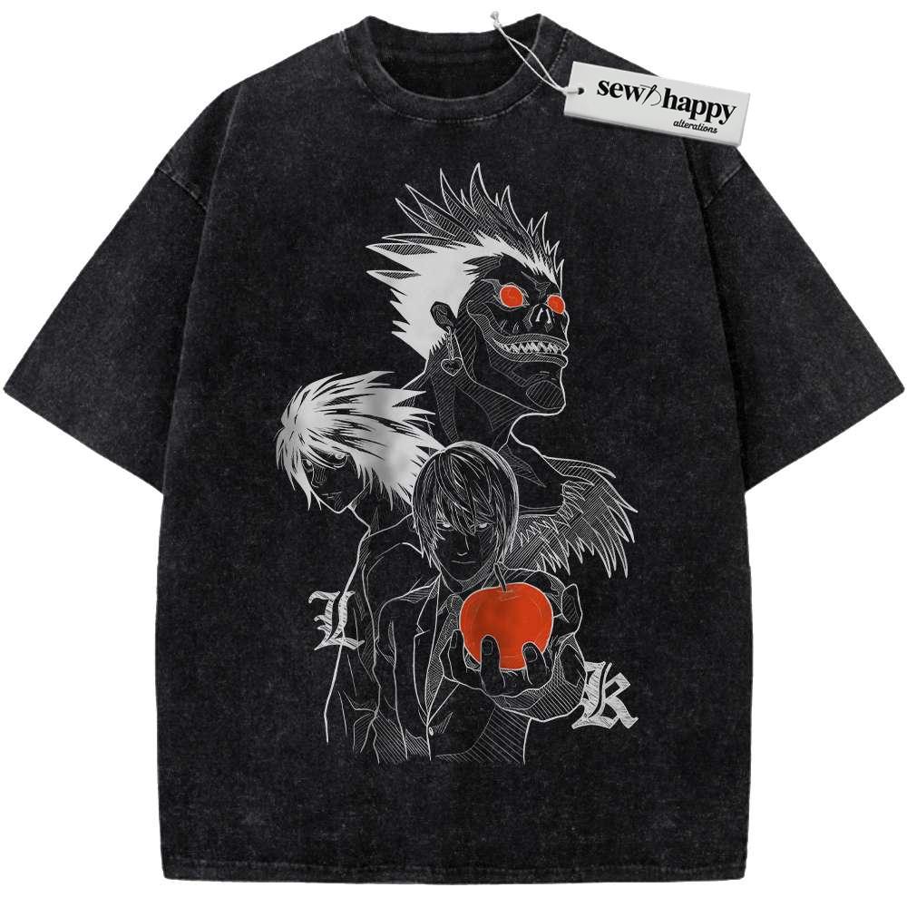 Wash Tee Light Yagami Shirt, L Shirt, Ryuk Shirt, Death Note Shirt, Anime Shirt, Vintage T-Shirt