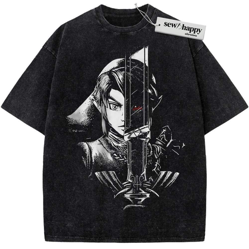 Wash Tee Link Shirt, The Legend of Zelda Shirt, Game Shirt, Vintage T-Shirt