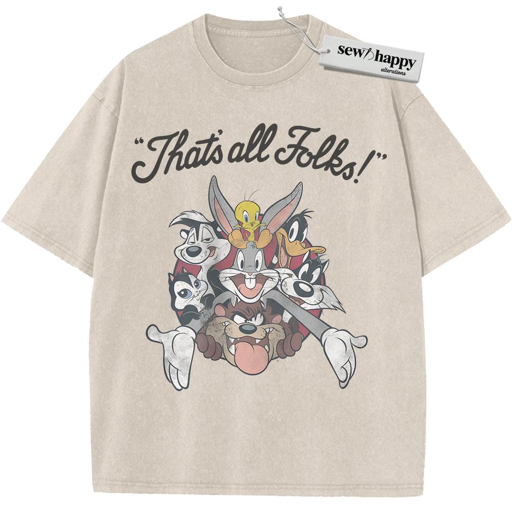 Wash Tee Looney Tunes Shirt, Animated Shirt, Vintage T-Shirt Wash Tee Looney Tunes Shirt, Animated Shirt, Vintage T-Shirt - Image 1