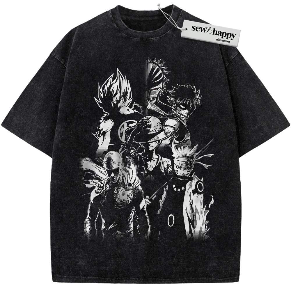 Wash Tee Luffy Shirt, Son Goku Shirt, Naruto Shirt, Saitama Shirt, Natsu Shirt, Ichigo Shirt, Anime Shirt, Vintage T-Shirt