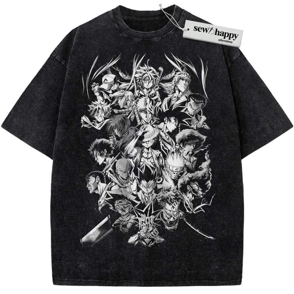 Wash Tee Luffy Shirt, Son Goku Shirt, Naruto Shirt, Saitama Shirt, Natsu Shirt, Ichigo Shirt, Anime Shirt, Vintage T-Shirt