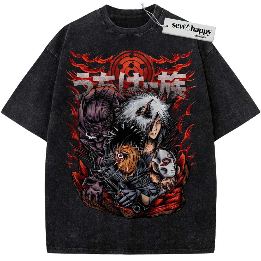 Wash Tee Madara Shirt, Obito Uchiha Shirt, Naruto Shirt, Anime Shirt, Vintage Tee
