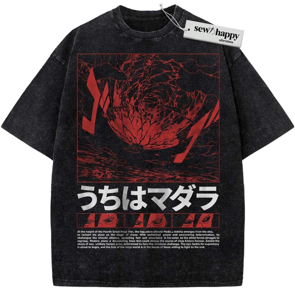 Wash Tee Madara Uchiha Shirt, Naruto Shirt, Anime Shirt, Vintage T-Shirt