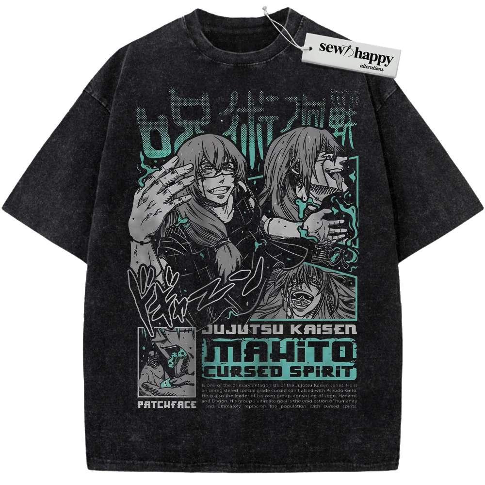 Wash Tee Mahito Shirt, Jujutsu Kaisen Shirt, Anime Shirt, Vintage T-Shirt