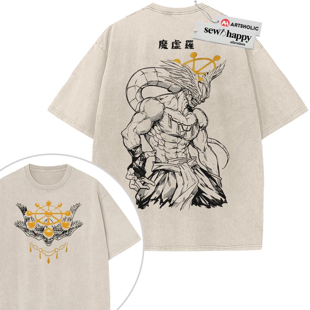Wash Tee Mahoraga Shirt, Jujutsu Kaisen Shirt, Anime Shirt, Vintage T-Shirt 2-Sided