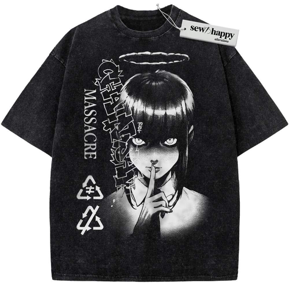 Wash Tee Makima Shirt, Chainsaw Man Shirt, Anime Shirt, Vintage Tee