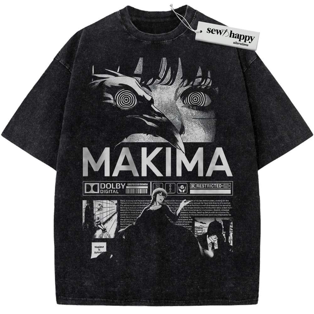 Wash Tee Makima Shirt, Chainsaw Man Shirt, Anime Shirt, Vintage Tee