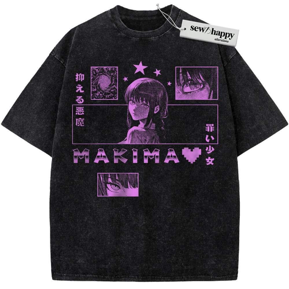 Wash Tee Makima Shirt, Chainsaw Man Shirt, Anime Shirt, Vintage Tee Wash Tee Makima Shirt, Chainsaw Man Shirt, Anime Shirt, Vintage Tee - Image 1