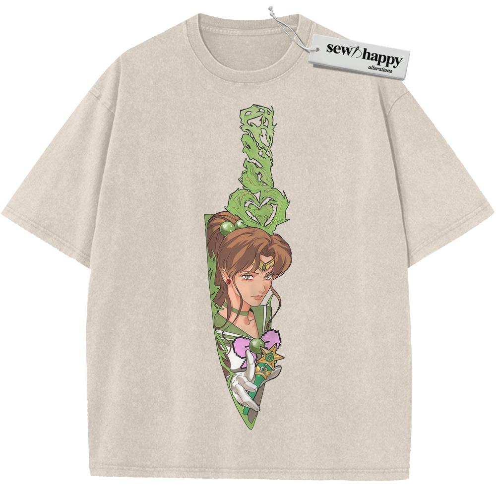 Wash Tee Makoto Kino Shirt, Sailor Jupiter Shirt, Anime Shirt, Vintage T-Shirt Wash Tee Makoto Kino Shirt, Sailor Jupiter Shirt, Anime Shirt, Vintage T-Shirt - Image 1