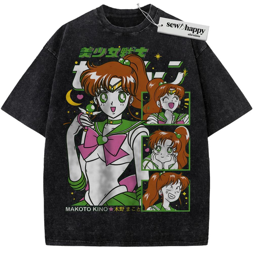 Wash Tee Makoto Kino Shirt, Sailor Jupiter Shirt, Sailor Moon Shirt, Anime Shirt, Vintage Tee