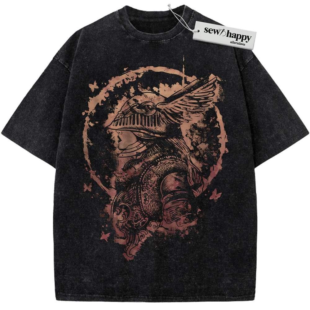 Wash Tee Malenia Blade of Miquella Shirt, Game Shirt, Vintage Tee Wash Tee Malenia Blade of Miquella Shirt, Game Shirt, Vintage Tee - Image 1