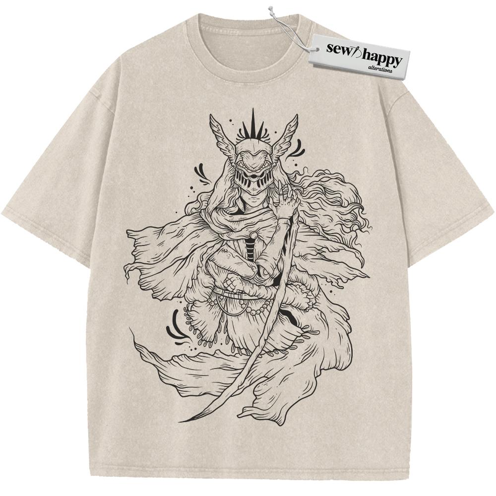 Wash Tee Malenia Blade of Miquella Shirt, Game Shirt, Vintage Tee Wash Tee Malenia Blade of Miquella Shirt, Game Shirt, Vintage Tee - Image 1