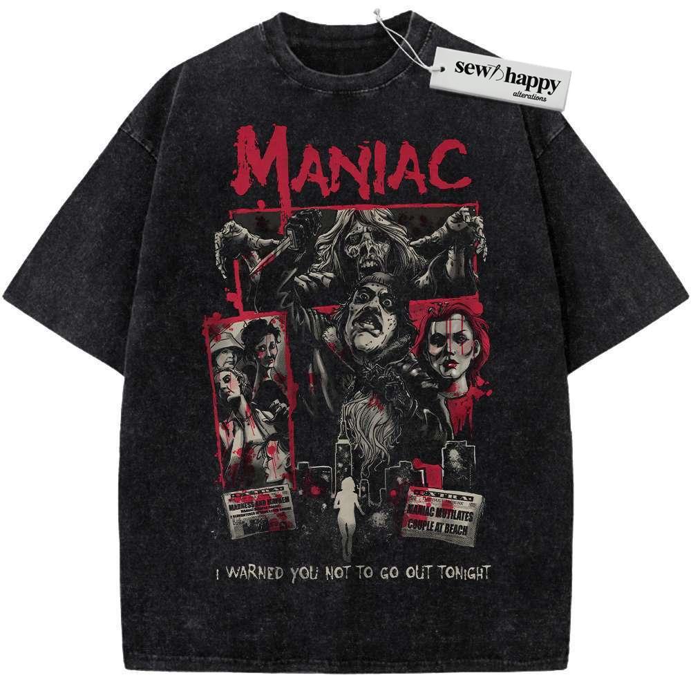Wash Tee Maniac Shirt, Horror Shirt, Halloween Shirt, Vintage Tee