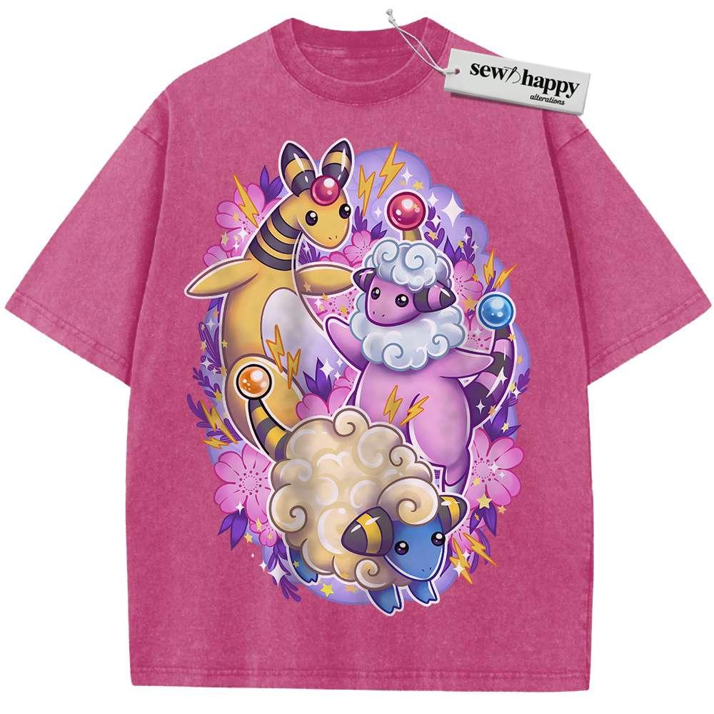 Wash Tee Mareep Shirt, Flaaffy Shirt, Ampharos Shirt, Pokemon shirt, Anime Shirt, Vintage Tee