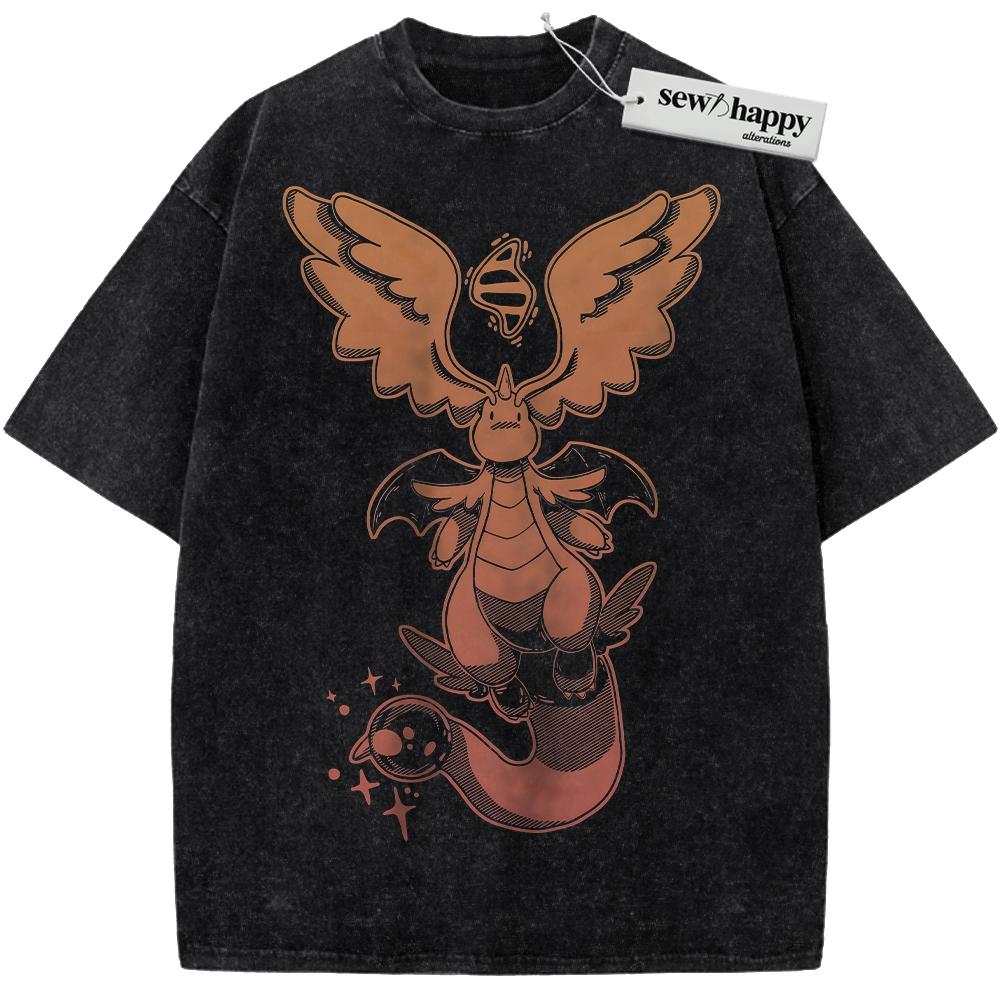 Wash Tee Mega Dragonite Shirt, Pokemon Shirt, PKM Shirt, Anime Shirt, Vintage T-Shirt