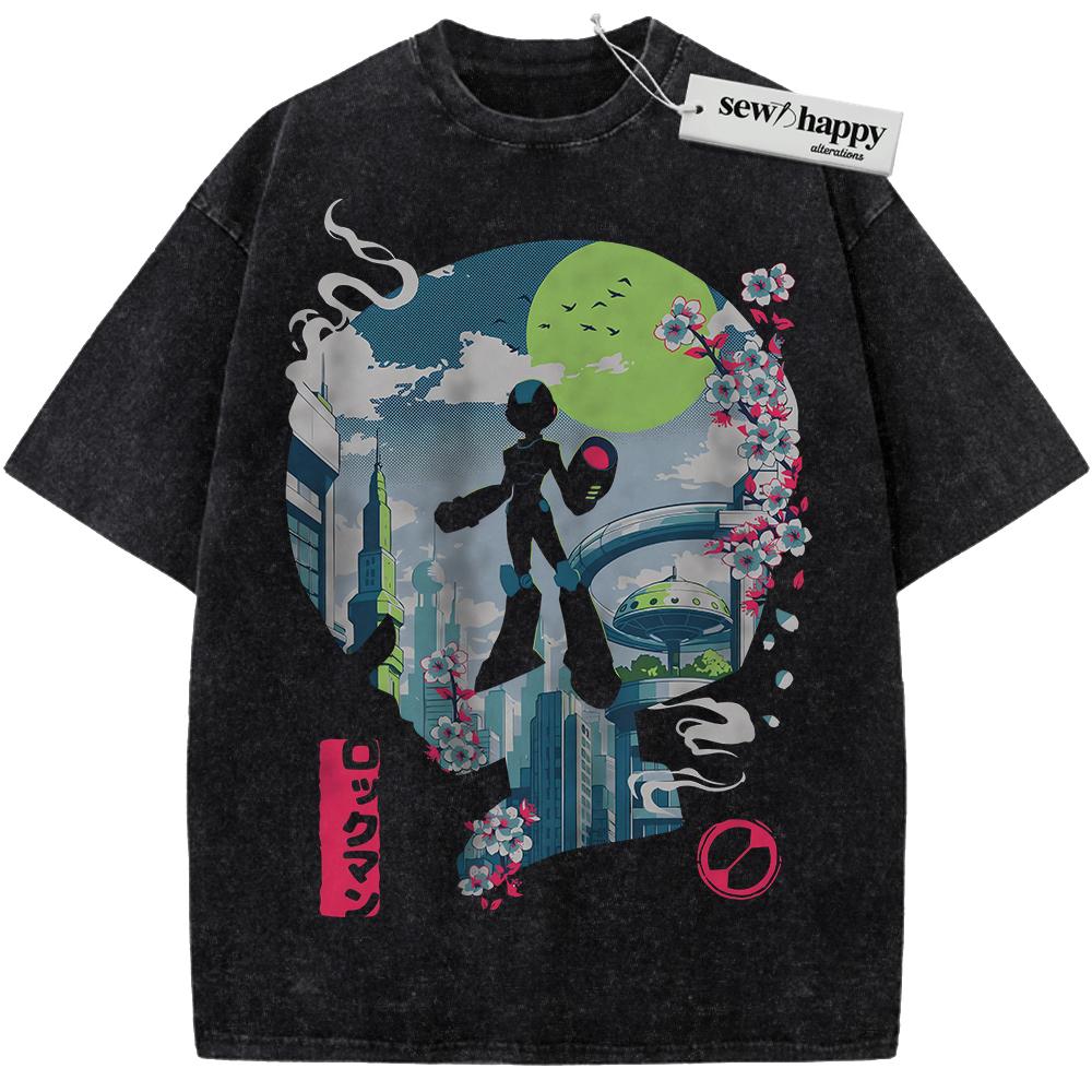 Wash Tee Mega Man Shirt, Game Shirt, Vintage T-Shirt