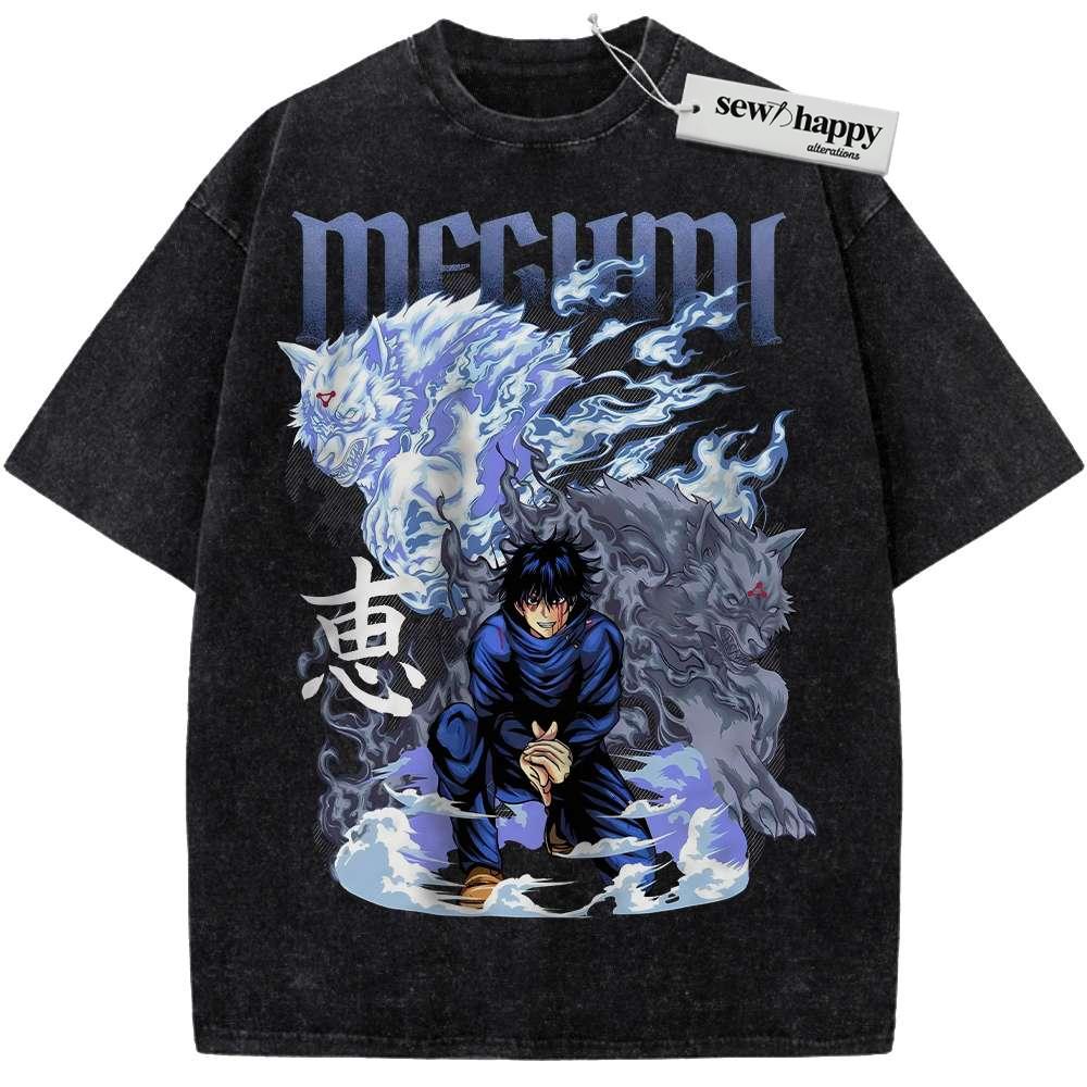 Wash Tee Megumi Fushiguro Shirt, Jujutsu Kaisen Shirt, Anime Shirt, Vintage Tee