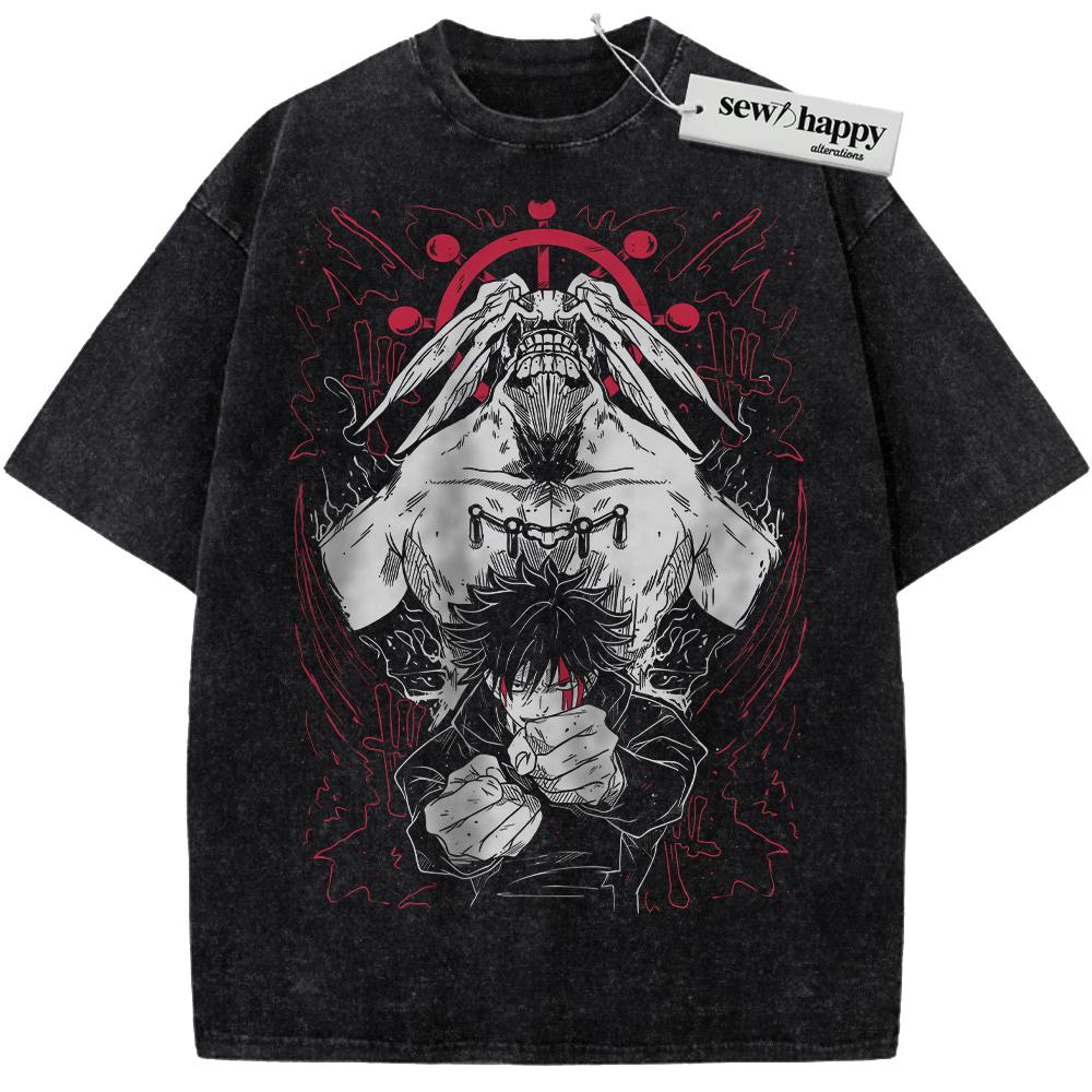 Wash Tee Megumi Fushiguro Shirt, Mahoraga Shirt, Jujutsu Kaisen Shirt, Anime Shirt, Vintage T-Shirt
