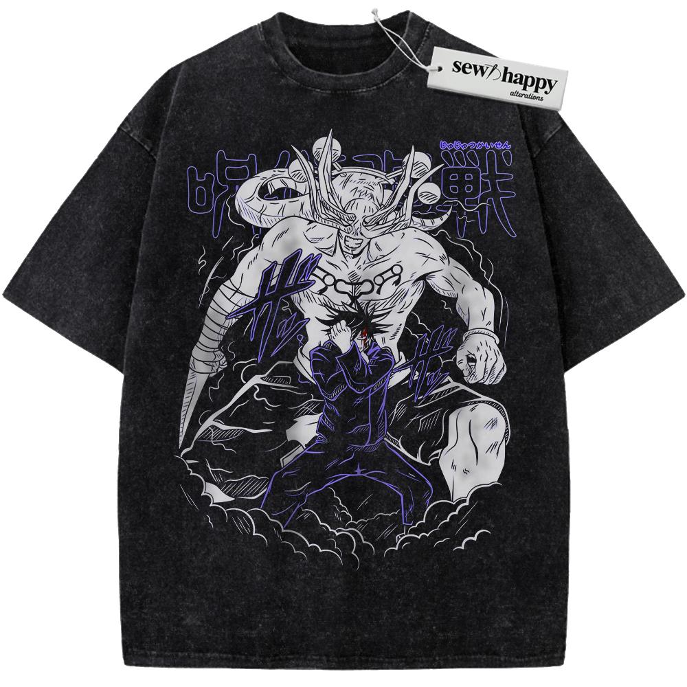 Wash Tee Megumi Fushiguro Shirt, Mahoraga Shirt, Jujutsu Kaisen Shirt, Anime Shirt, Vintage T-Shirt