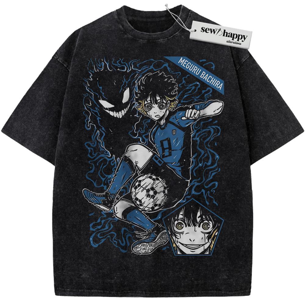 Wash Tee Meguru Bachira Shirt, Blue Lock Shirt, Anime Shirt, Vintage Tee