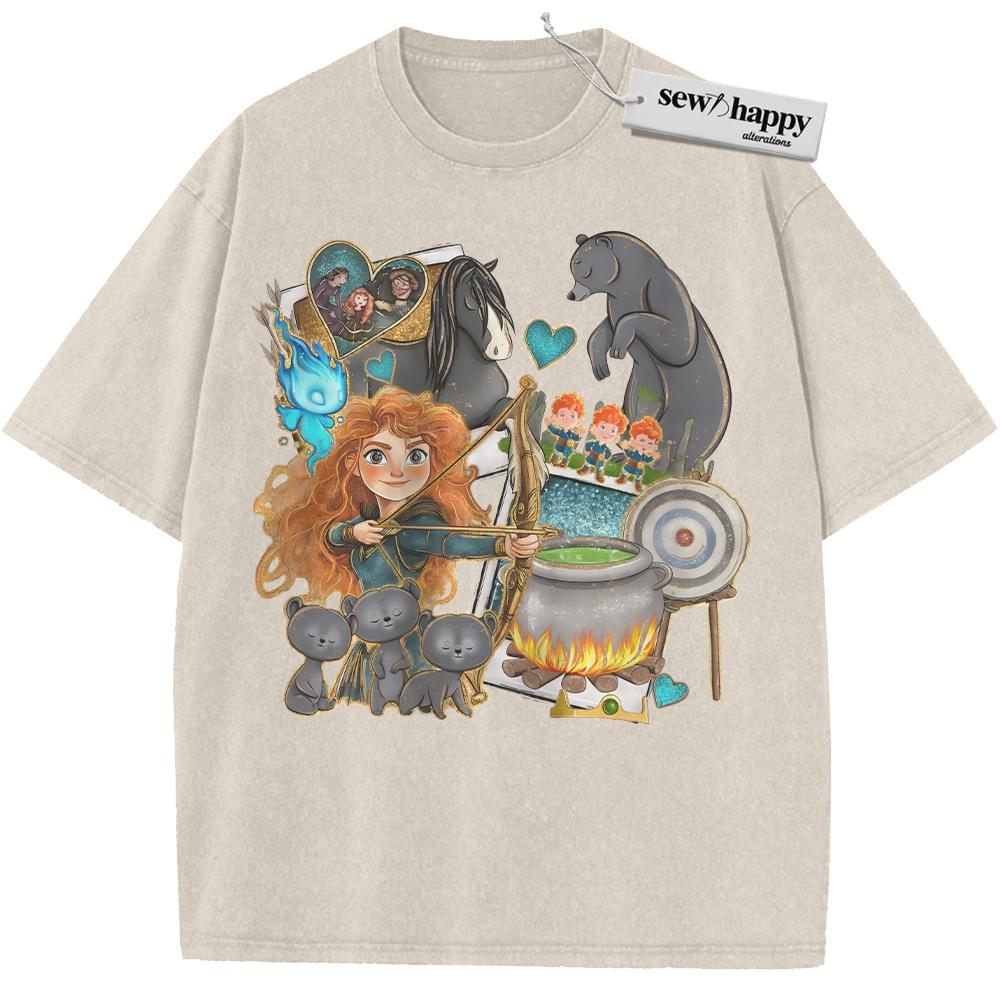 Wash Tee Merida Shirt, Brave Shirt, Animated Shirt, Vintage T-Shirt