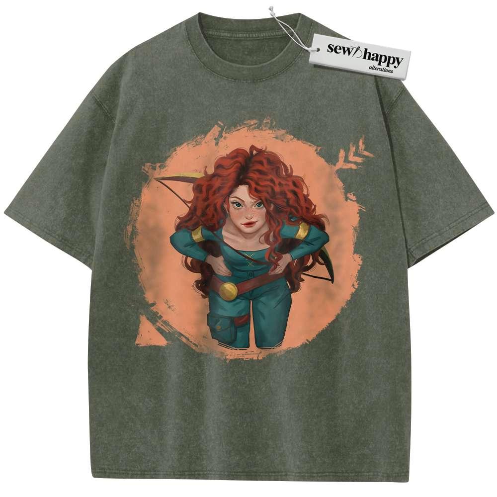 Wash Tee Merida Shirt, Brave Shirt, Animated Shirt, Vintage T-Shirt Wash Tee Merida Shirt, Brave Shirt, Animated Shirt, Vintage T-Shirt - Image 1