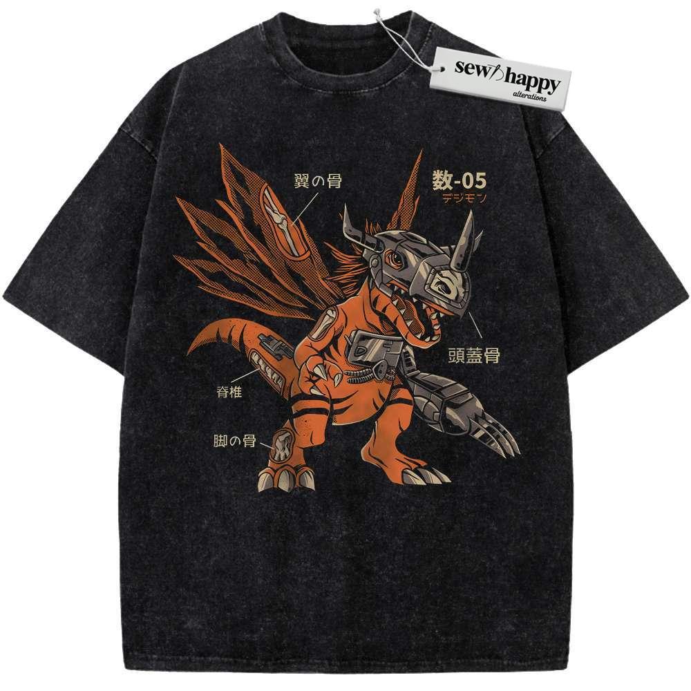 Wash Tee MetalGreymon Shirt, Digimon Adventure Shirt, Anime Shirt, Vintage T-Shirt