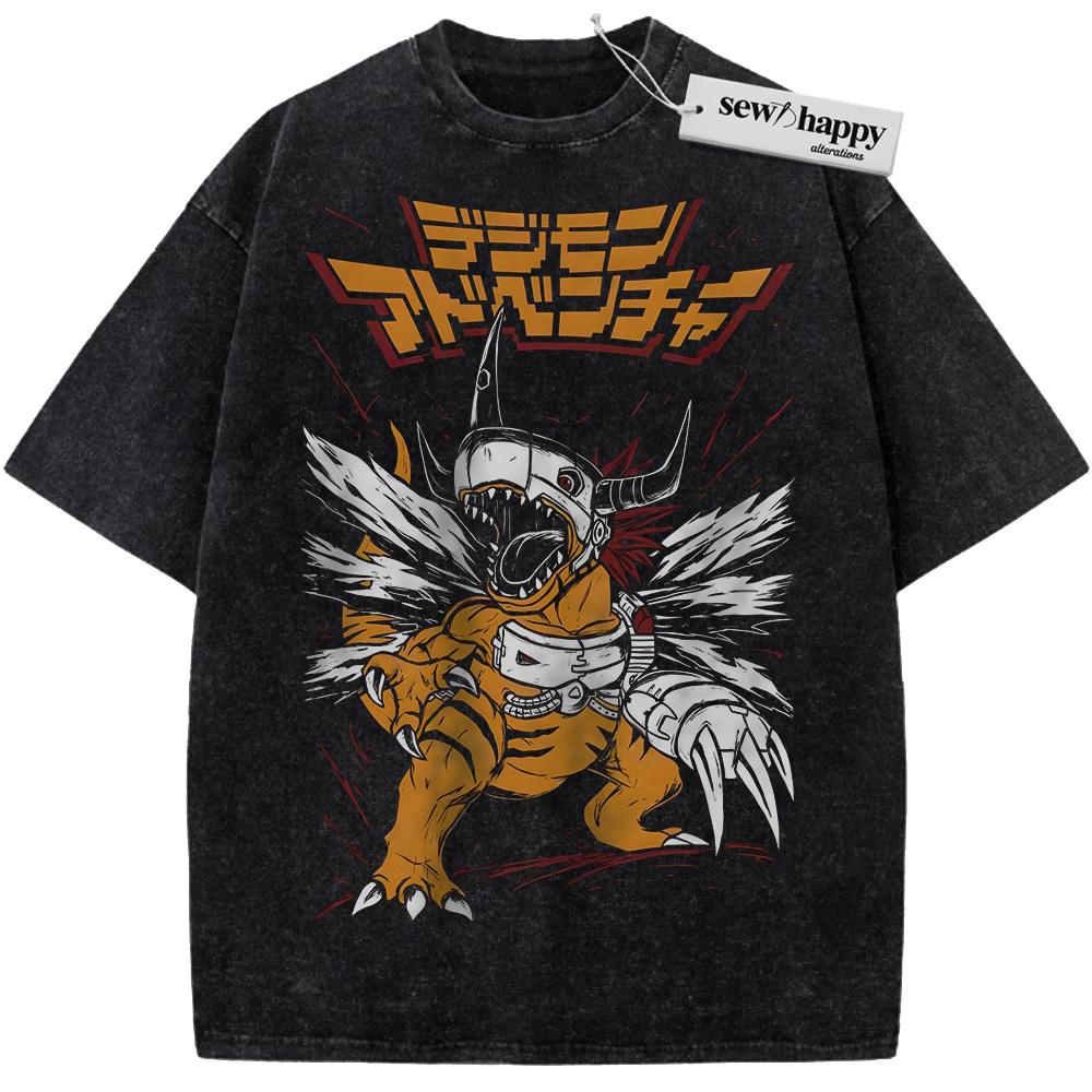 Wash Tee MetalGreymon Shirt, Digimon Shirt, Anime Shirt, Vintage T-Shirt