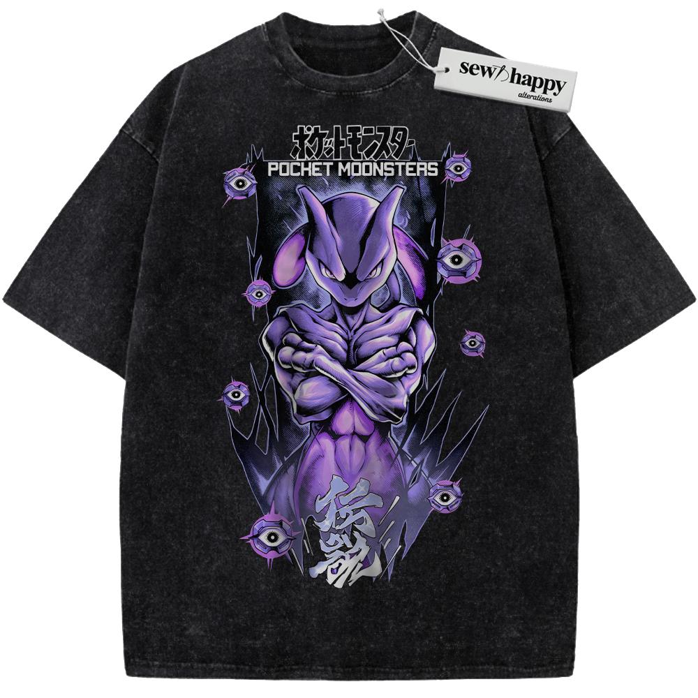 Wash Tee Mewtwo Shirt, Pokemon shirt, Anime Shirt, Vintage Tee