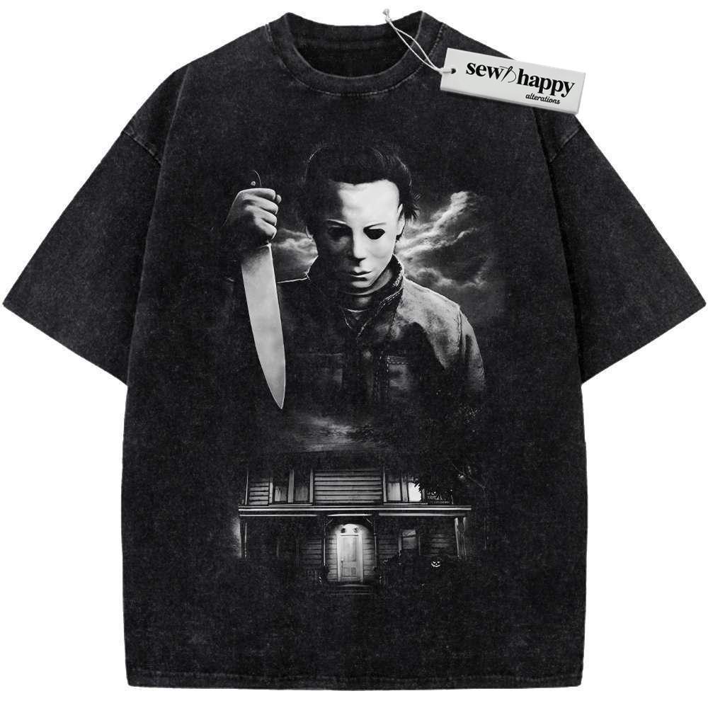 Wash Tee Michael Myers Shirt, Halloween Shirt, Horror Shirt, Vintage T-Shirt Wash Tee Michael Myers Shirt, Halloween Shirt, Horror Shirt, Vintage T-Shirt - Image 1