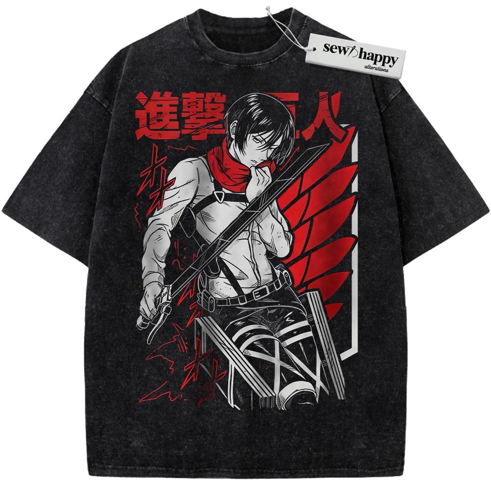 Wash Tee Mikasa Ackerman Shirt, Attack On Titan Shirt, AOT Shirt, Anime Shirt, Vintage T-Shirt