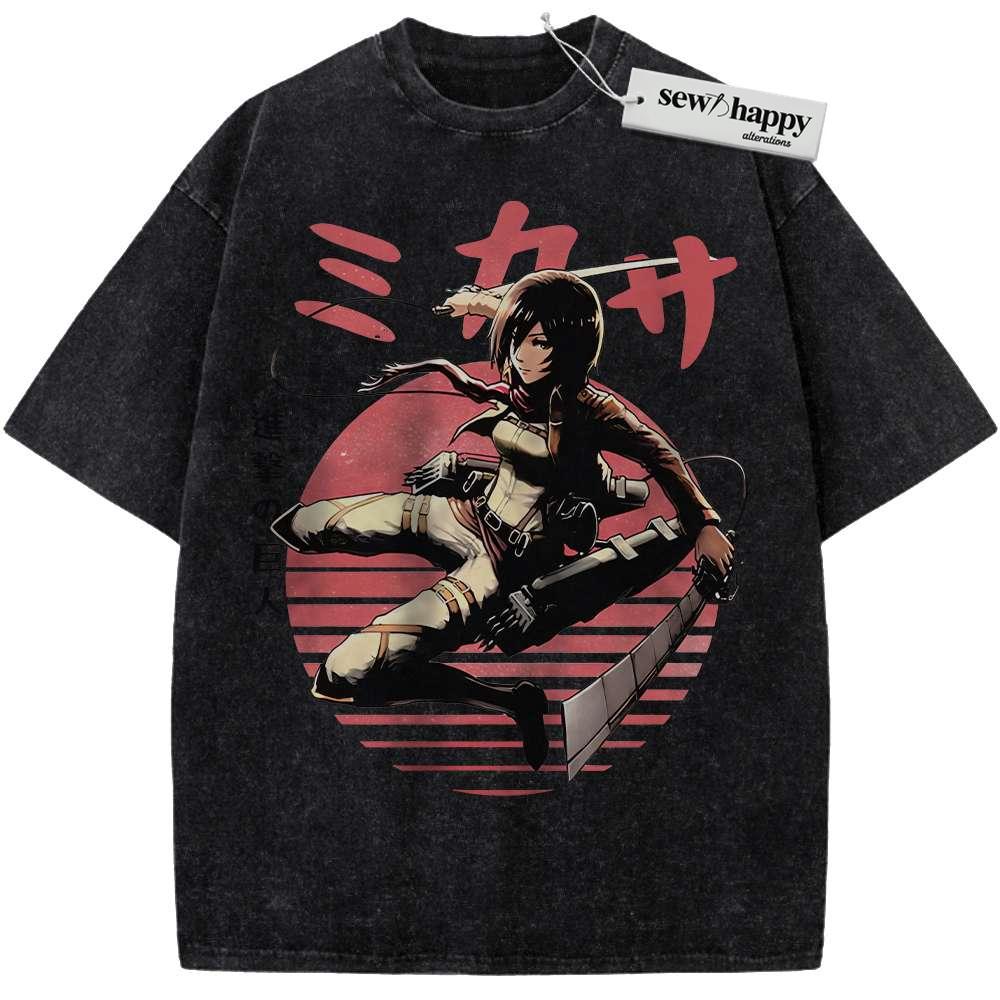 Wash Tee Mikasa Ackerman Shirt, Attack on Titan Shirt, AOT Shirt, Anime Shirt, Vintage Tee