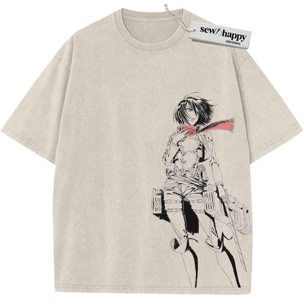 Wash Tee Mikasa Ackerman Shirt, Attack On Titan Shirt, AOT Shirt, Anime Shirt, Vintage Tee Wash Tee Mikasa Ackerman Shirt, Attack On Titan Shirt, AOT Shirt, Anime Shirt, Vintage Tee - Image 1