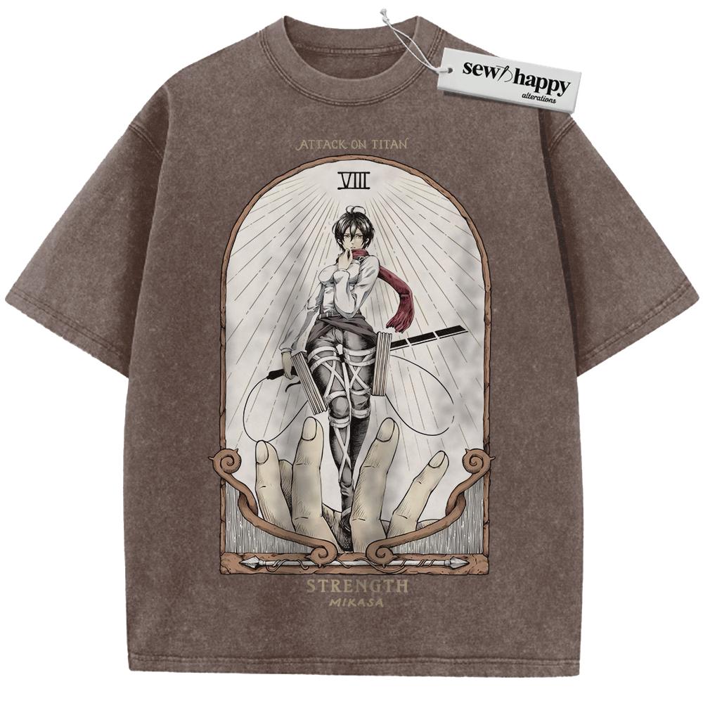 Wash Tee Mikasa Ackerman Shirt, Attack On Titan Shirt, AOT Shirt, Anime Shirt, Vintage Tee