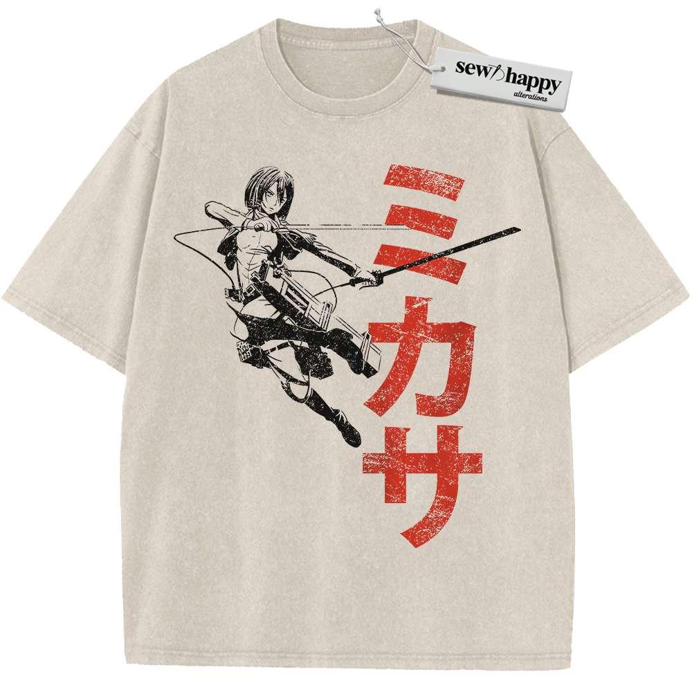 Wash Tee Mikasa Ackerman Shirt, Attack on Titan Shirt, AOT Shirt, Vintage T-Shirt