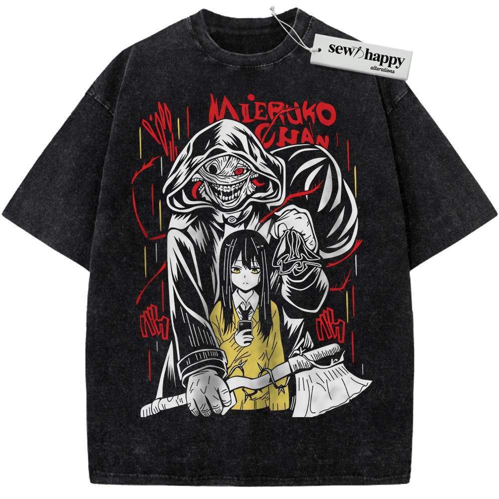 Wash Tee Miko Yotsuya Shirt, Mieruko-chan - Slice of Horror Shirt, Anime Shirt, Vintage T-Shirt