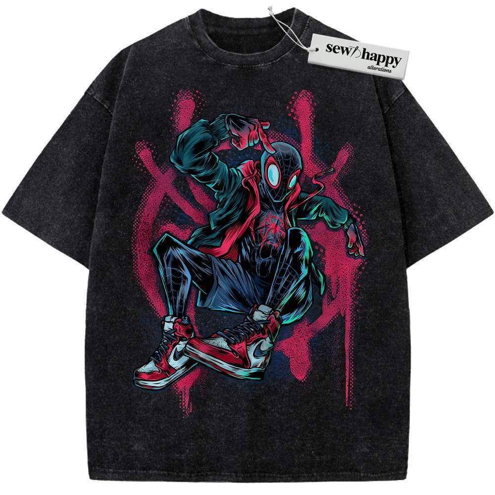 Wash Tee Miles Morales Shirt, Spider-Man Shirt, Marvel Comics Shirt, Vintage T-Shirt
