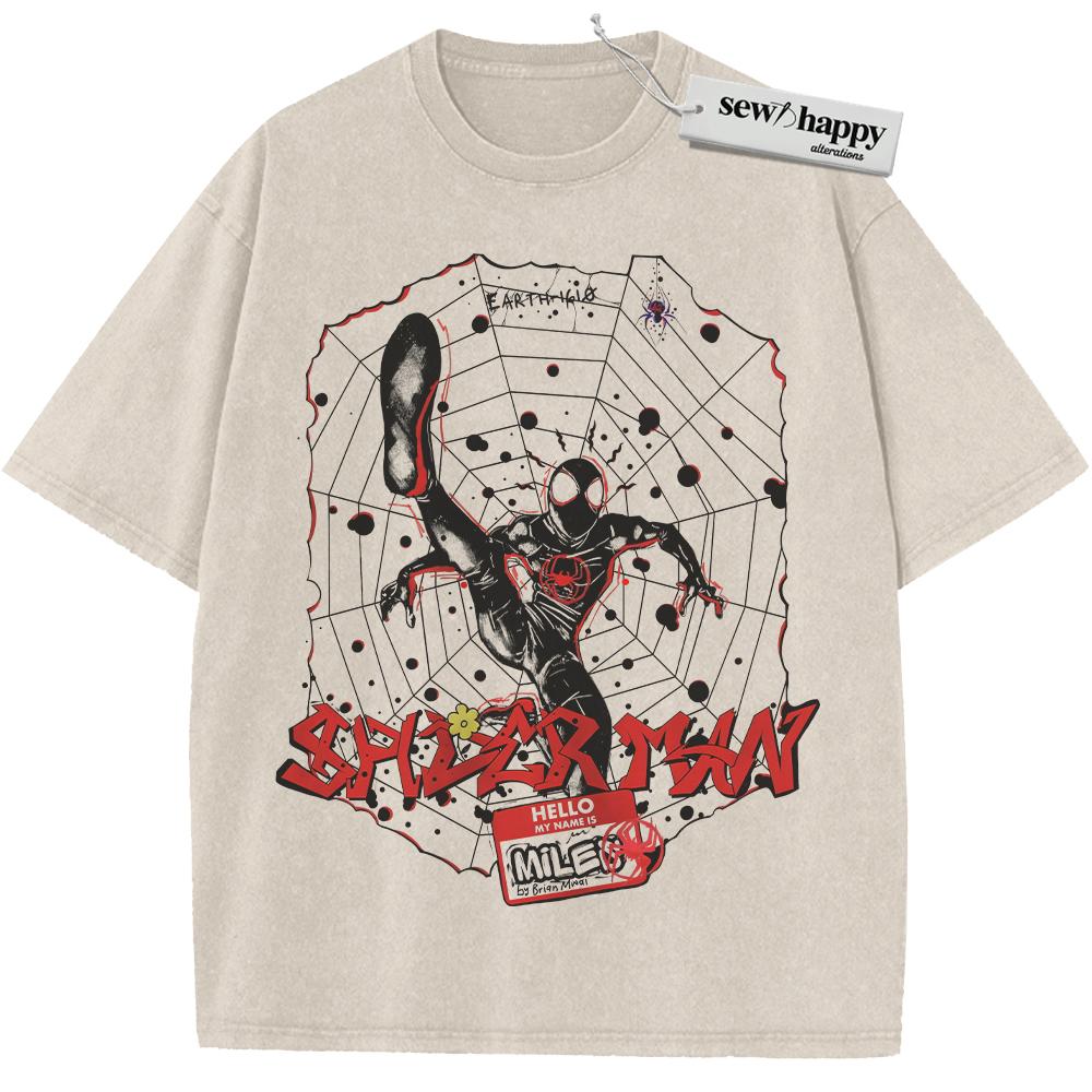 Wash Tee Miles Morales Shirt, Spider Man Shirt, Marvel Comics Shirt, Vintage T-Shirt