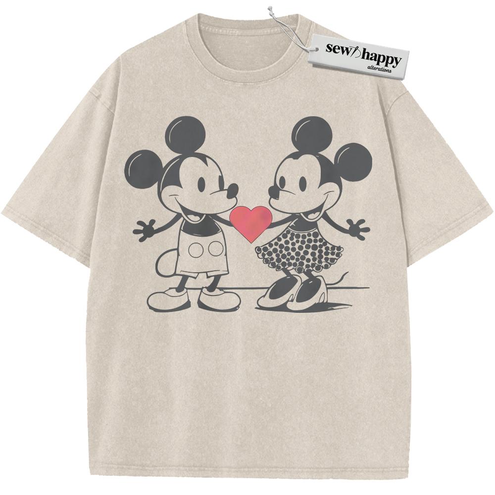 Wash Tee Minnie and Mickey Mouse Shirt, Disney Shirt, Cartoon Shirt, Vintage T-Shirt