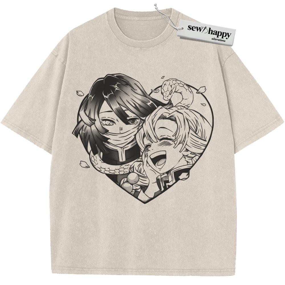 Wash Tee Mitsuri Kanroji Shirt, Obanai Iguro Shirt, Demon Slayer Shirt, Anime Shirt, Vintage T-Shirt