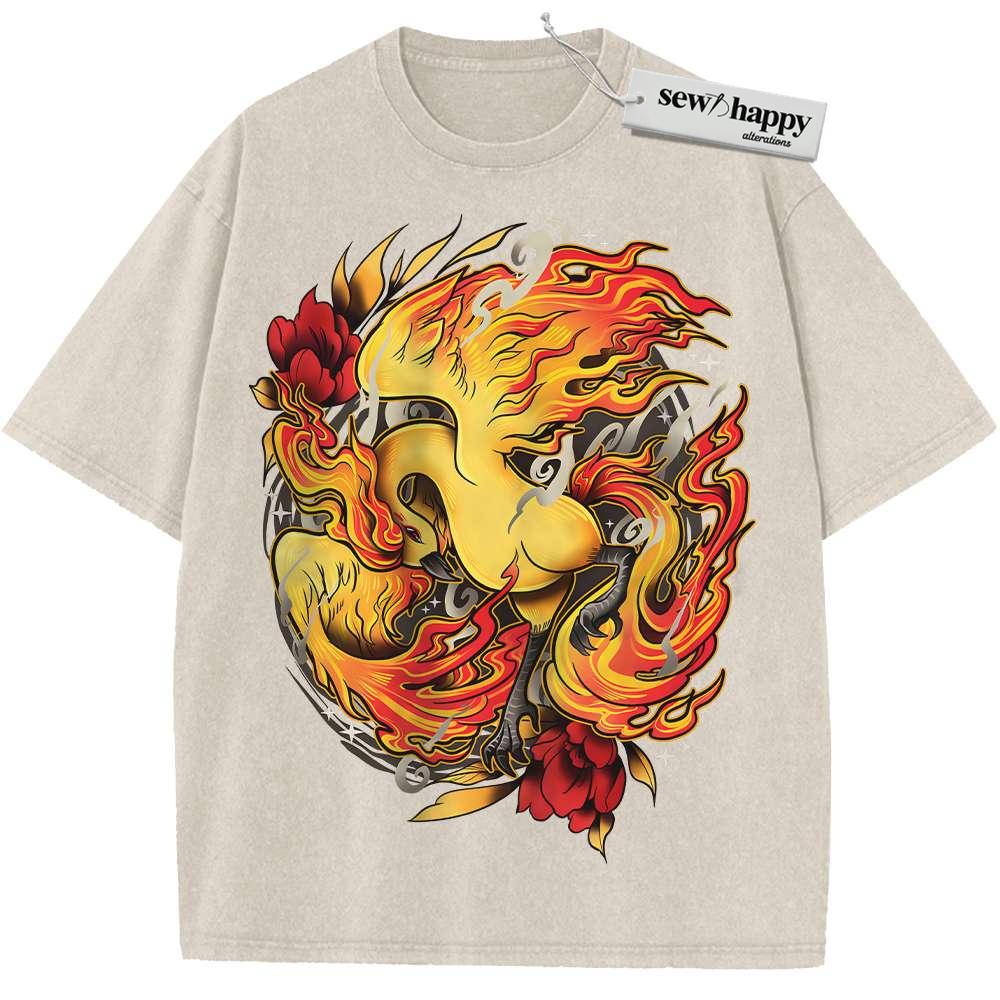 Wash Tee Moltres Shirt, Pokemon shirt, Anime Shirt, Vintage T-Shirt Wash Tee Moltres Shirt, Pokemon shirt, Anime Shirt, Vintage T-Shirt - Image 1