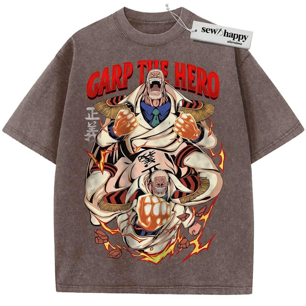 Wash Tee Monkey D Garp Shirt, One Piece Shirt, Anime Shirt, Vintage T-Shirt