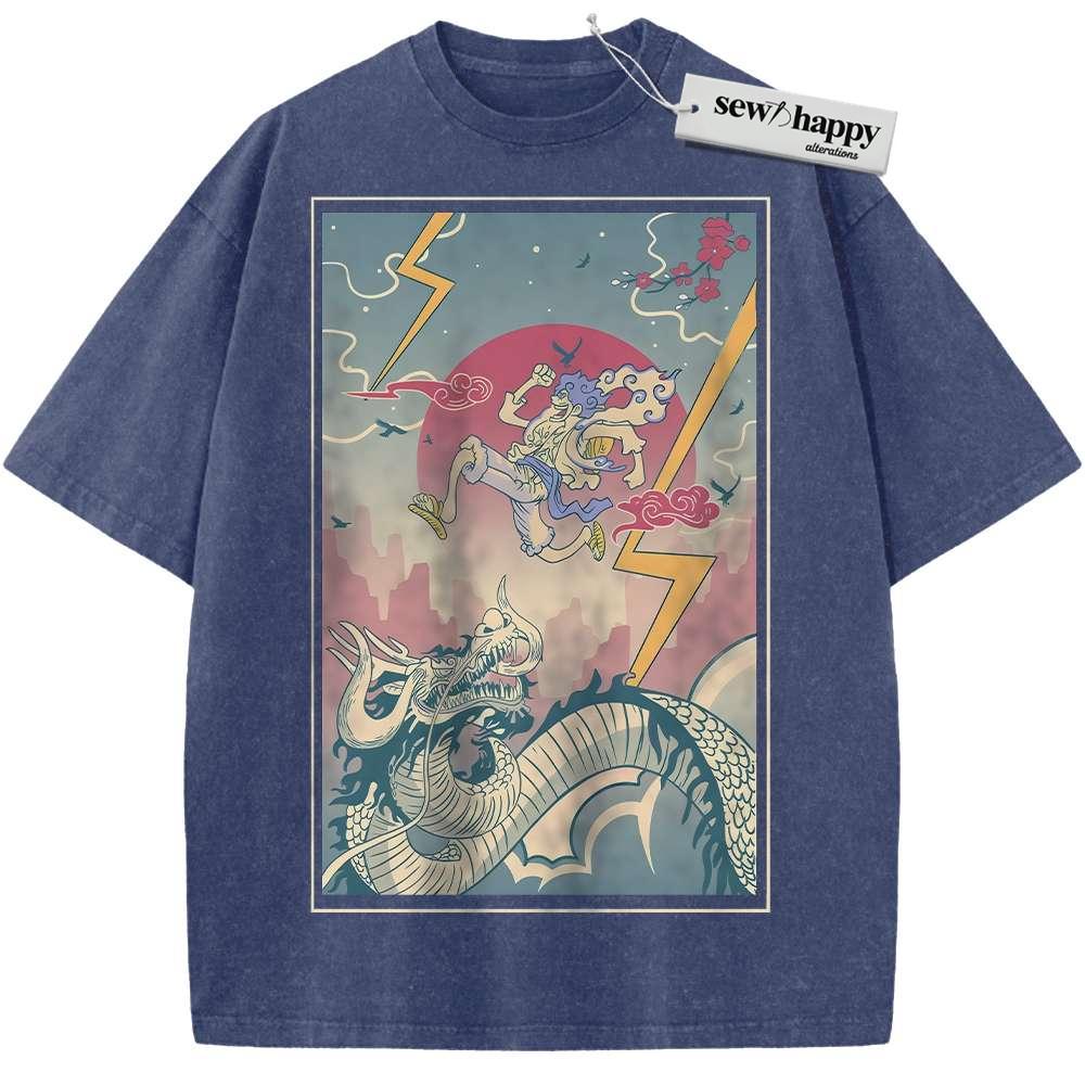 Wash Tee Monkey D Luffy Shirt, Kaido Shirt, One Piece Shirt, Anime Shirt, Vintage T-Shirt