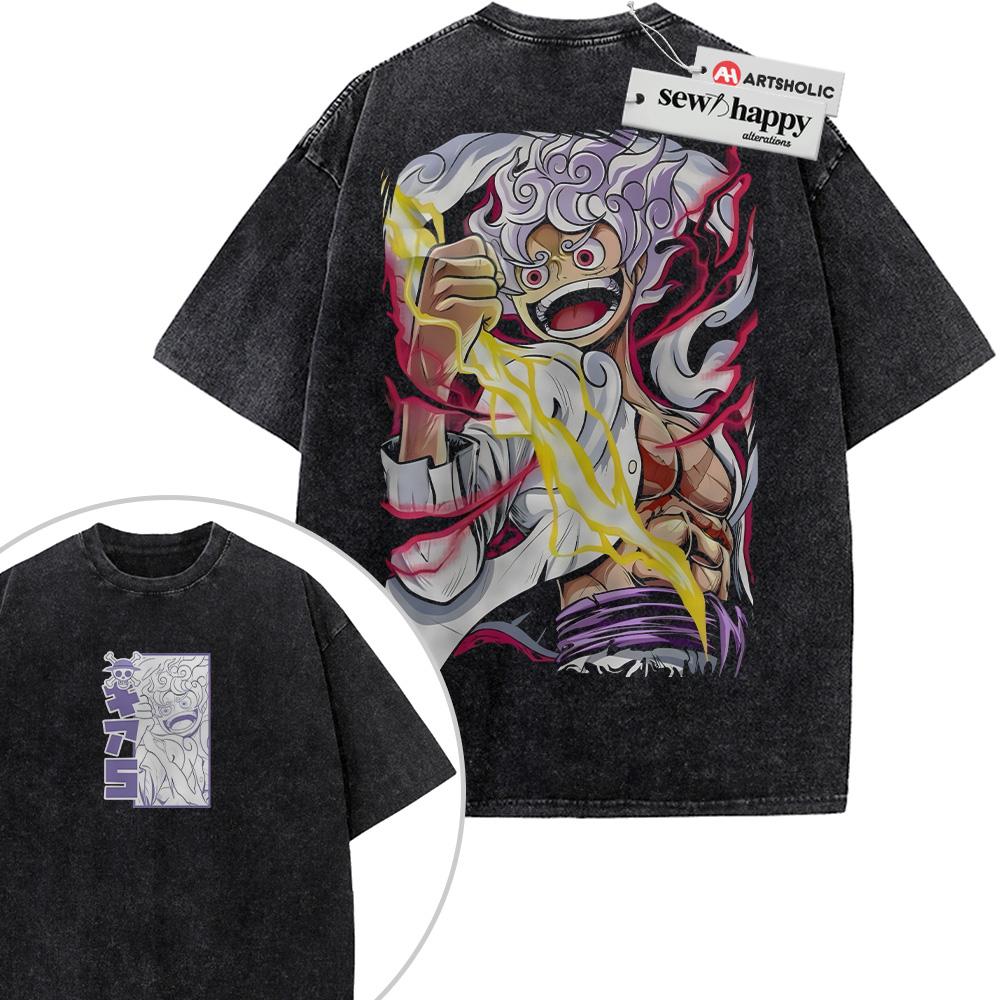 Wash Tee Monkey D Luffy Shirt, One Piece Shirt, Anime Shirt, Vintage Tee 2-Sided