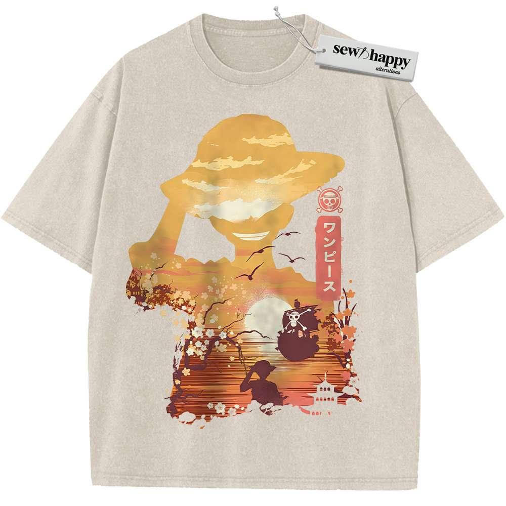 Wash Tee Monkey D Luffy Shirt, One Piece Shirt, Anime Shirt, Vintage Tee Wash Tee Monkey D Luffy Shirt, One Piece Shirt, Anime Shirt, Vintage Tee - Image 1