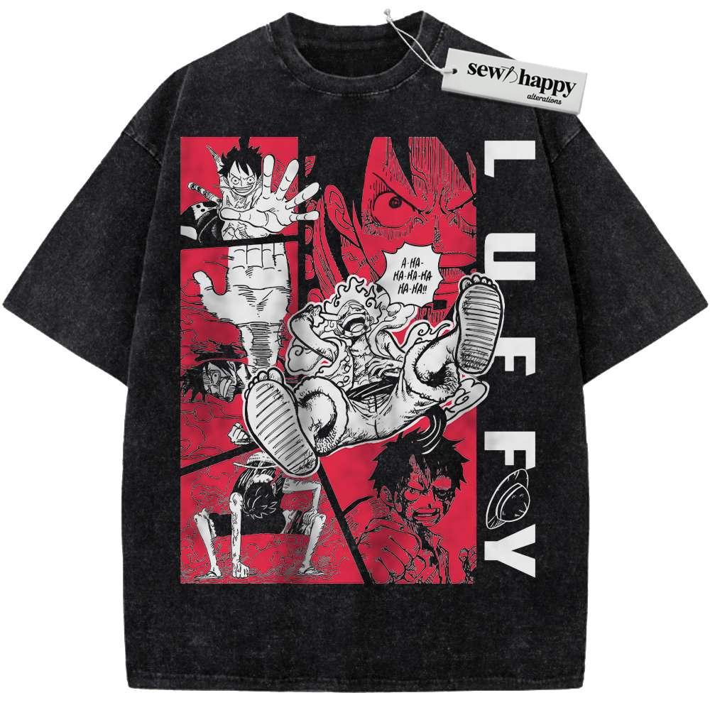 Wash Tee Monkey D Luffy Shirt, One Piece Shirt, Anime Shirt, Vintage Tee Wash Tee Monkey D Luffy Shirt, One Piece Shirt, Anime Shirt, Vintage Tee - Image 1